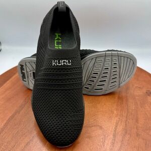 KURU Stride Womens Shoes Jet Black Slate Gray Knit Mesh Slip On Sneakers Women 8